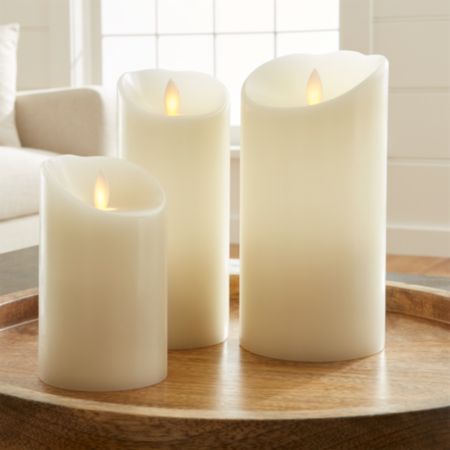 Flicker Flameless Ivory Pillar Candles