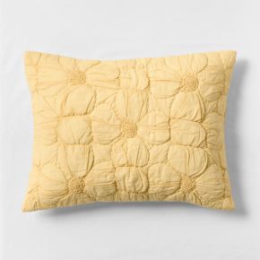 Flora Straw Yellow Textured Organic Cotton Voile Kids Pillow Sham