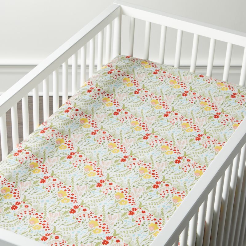 Organic Floral Fields Crib Fitted Sheet Reviews Crate And Barrel