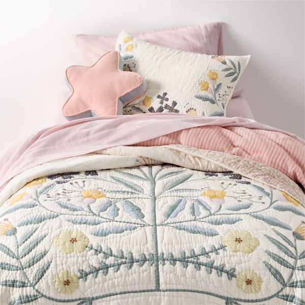 Floral Fields Organic Cotton Voile Kids Twin Quilt