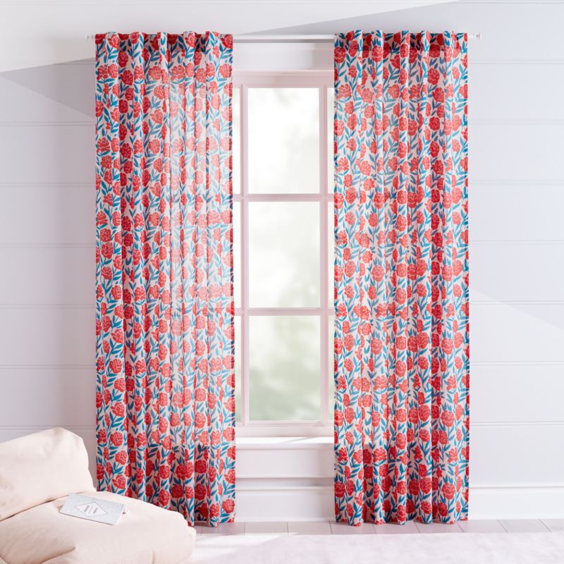 Red Floral Curtains Crate And Barrel