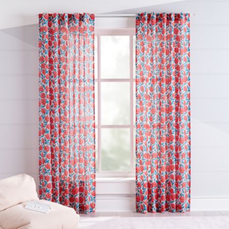 Red Floral Curtains Crate And Barrel