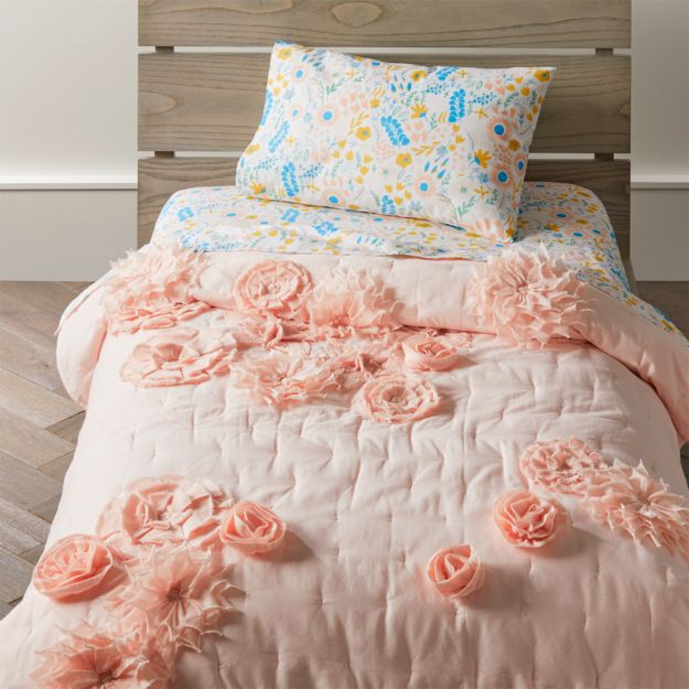 Organic Blooming Floral Toddler Sheet Set in Toddler Bedding + Reviews