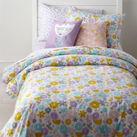 Organic Pastel Floral Duvet Cover Crate And Barrel