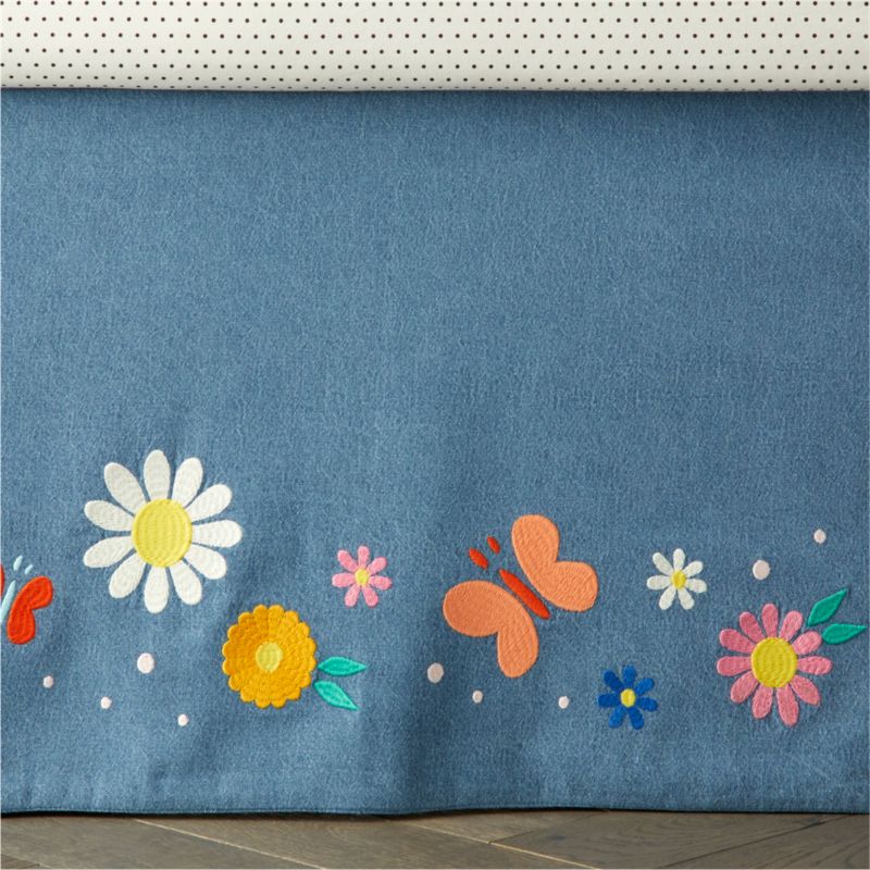 Flower Child Denim Crib Skirt Crate And Barrel