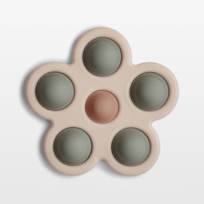 Image of Mushie Silicone Green Flower Baby Press Toy