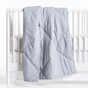 Image of Supersoft Mist Blue 100% Organic Cotton Gauze Baby Crib Quilt