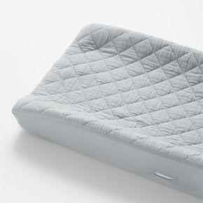 Image of Supersoft Mist Blue Organic Cotton Gauze Baby Changing Pad Cover