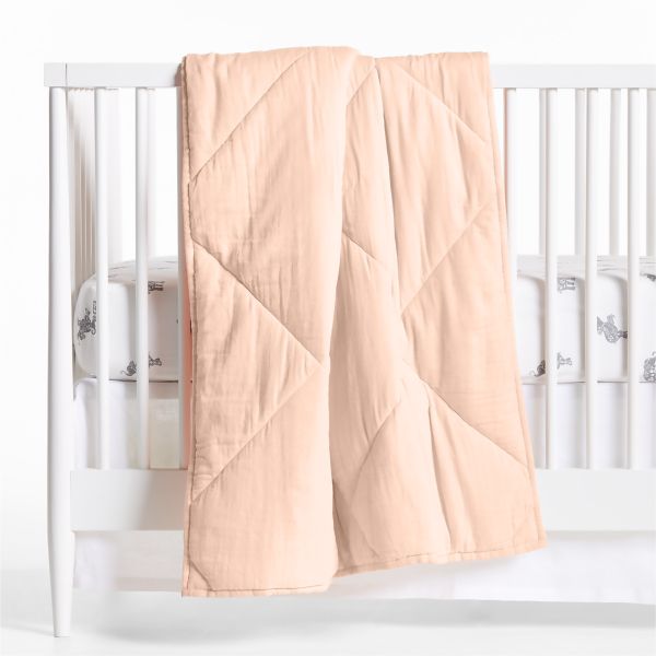 Supersoft Elegant Pink Organic Cotton Gauze Baby Crib Quilt