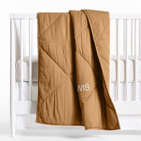 Image of Brulee Brown Supersoft 100% Organic Cotton Gauze Baby Crib Quilt
