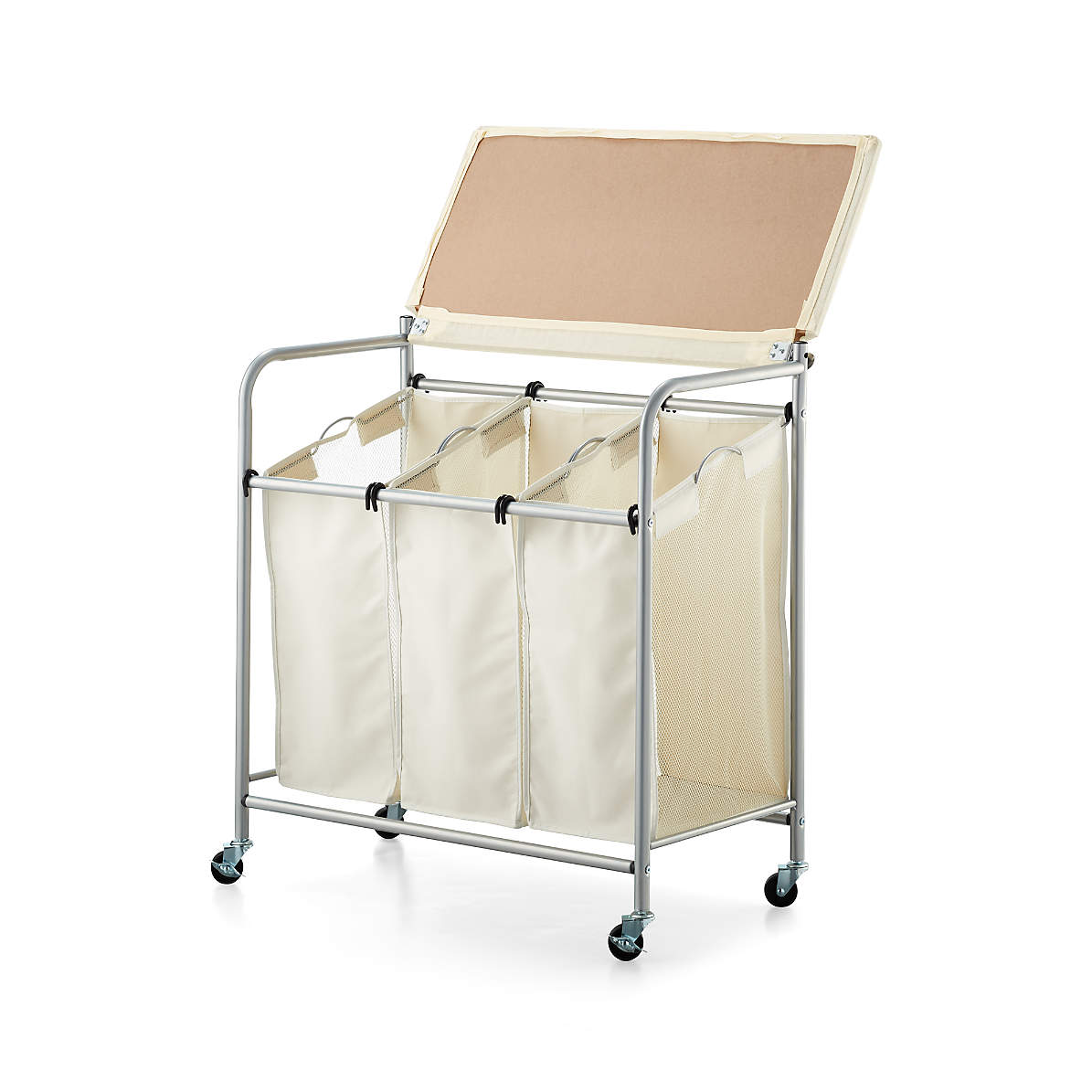Triple Laundry Sorter With Ironing Board Reviews Crate And Barrel