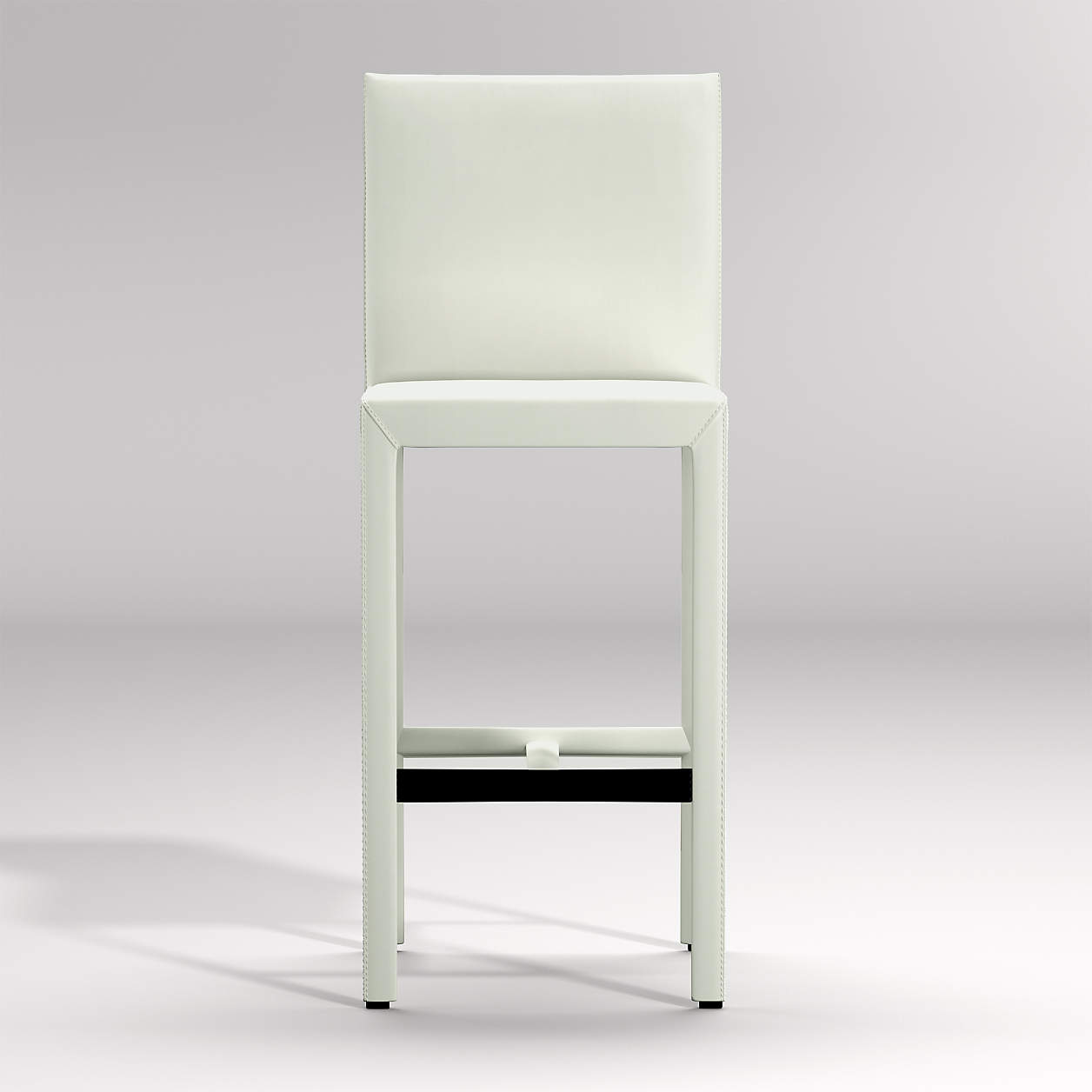 Folio White Top-Grain Leather Bar Stool | Crate and Barrel