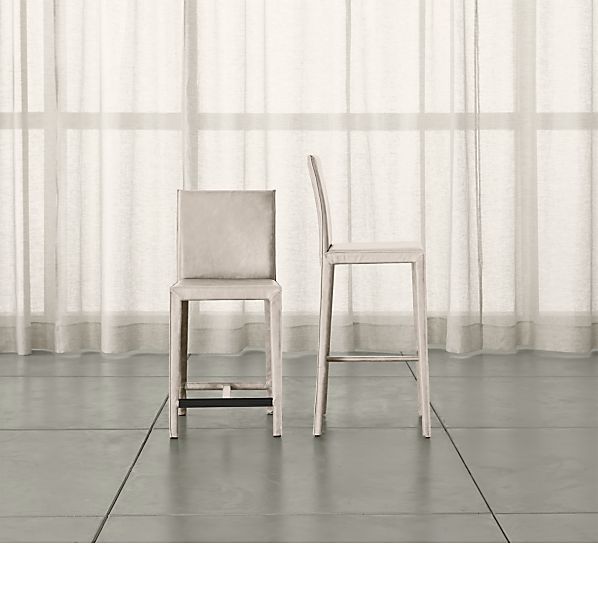 Folio Sand Top Grain Leather Bar Stools Crate And Barrel