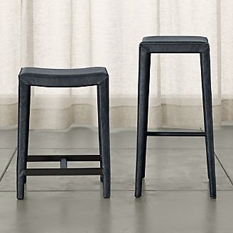 Bar Stools And Counter Wood Metal More Crate Barrel Folio Oceana Top Grain Leather Backless Bar Stools