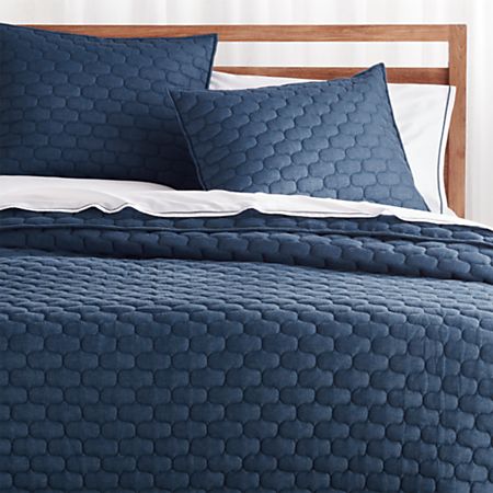 Fontaine Blue Cotton Quilt King Reviews Crate And Barrel
