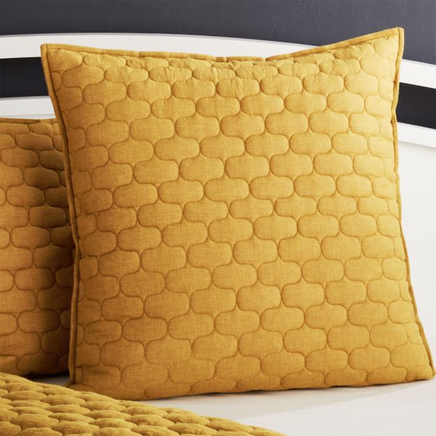 Fontaine Mustard Yellow Cotton Euro Sham + Reviews Crate and Barrel