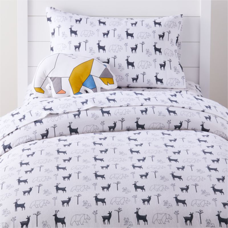 Organic Forest Animal Flannel Full Queen Duvet Cover Crate And