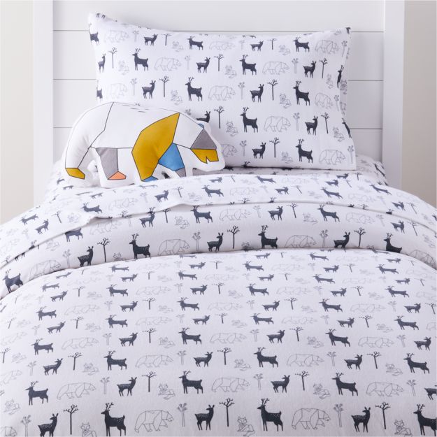 Organic Forest Animal Flannel Twin Duvet Cover Crate And Barrel