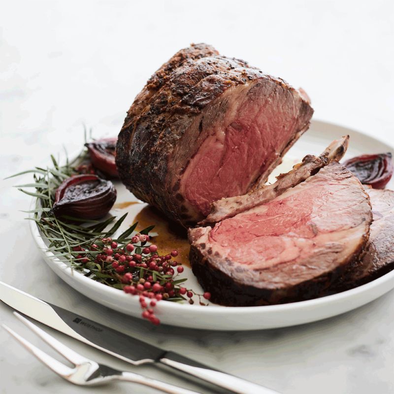 The perfect prime rib roast on stainless steel., prime rib