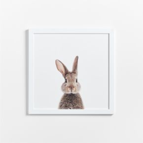 Image of Baby Bunny White Wood Framed Wall Art Print