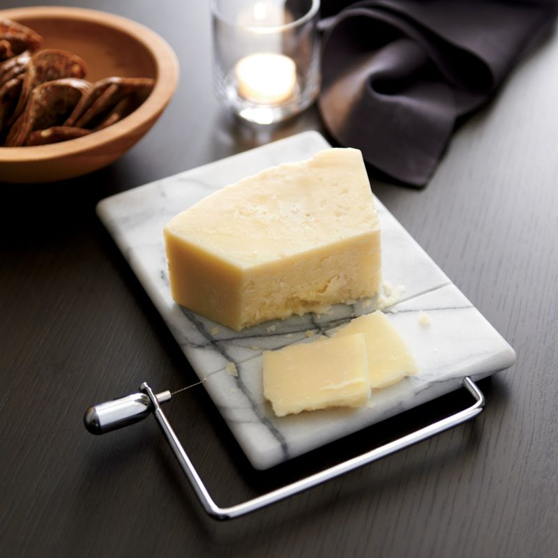 French Kitchen Marble Cheese Board with Slicer + Reviews | Crate and Barrel