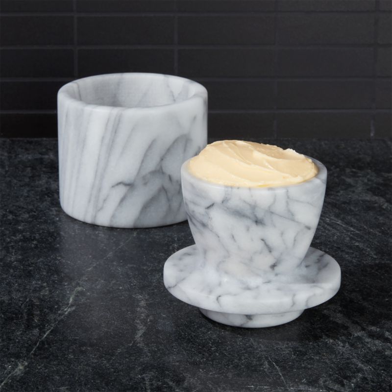 Shop French Kitchen Marble Butter Keeper + Reviews | Crate and Barrel from Crate and Barrel on Openhaus