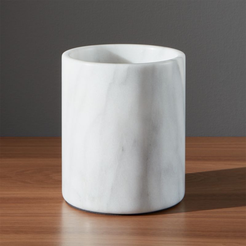 Shop French Kitchen Marble Utensil Holder + Reviews | Crate and Barrel from Crate and Barrel on Openhaus