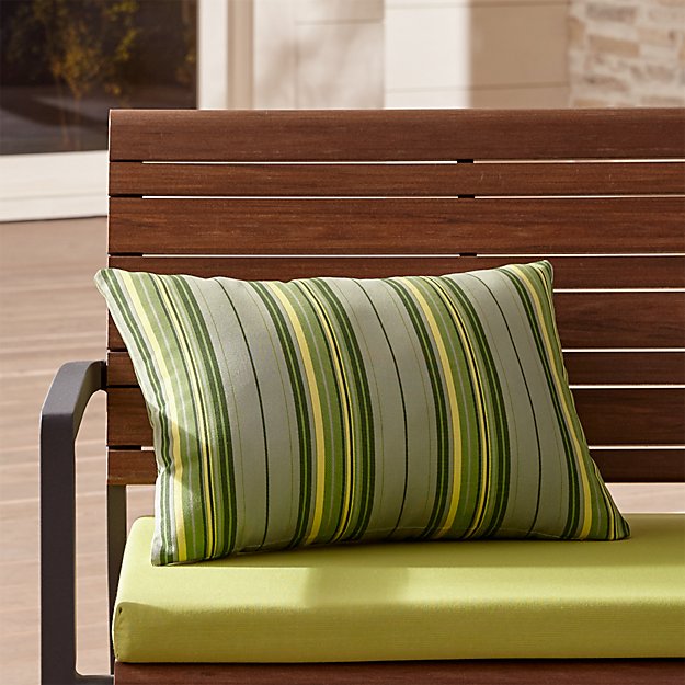 Sunbrella ® French Stripe Outdoor Lumbar Pillow Crate and Barrel