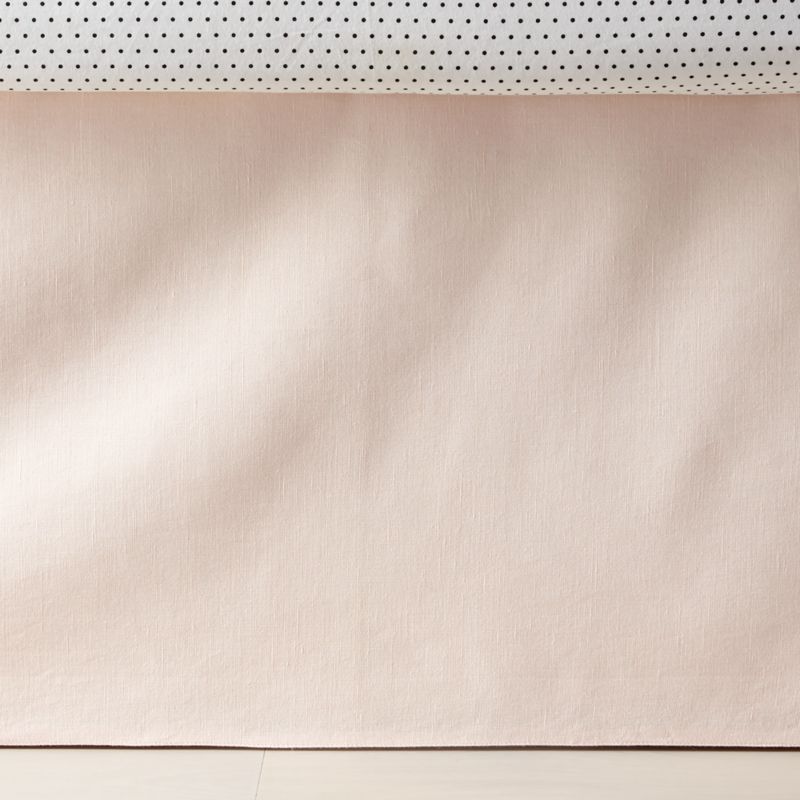 Pink Linen Crib Skirt + Reviews Crate and Barrel