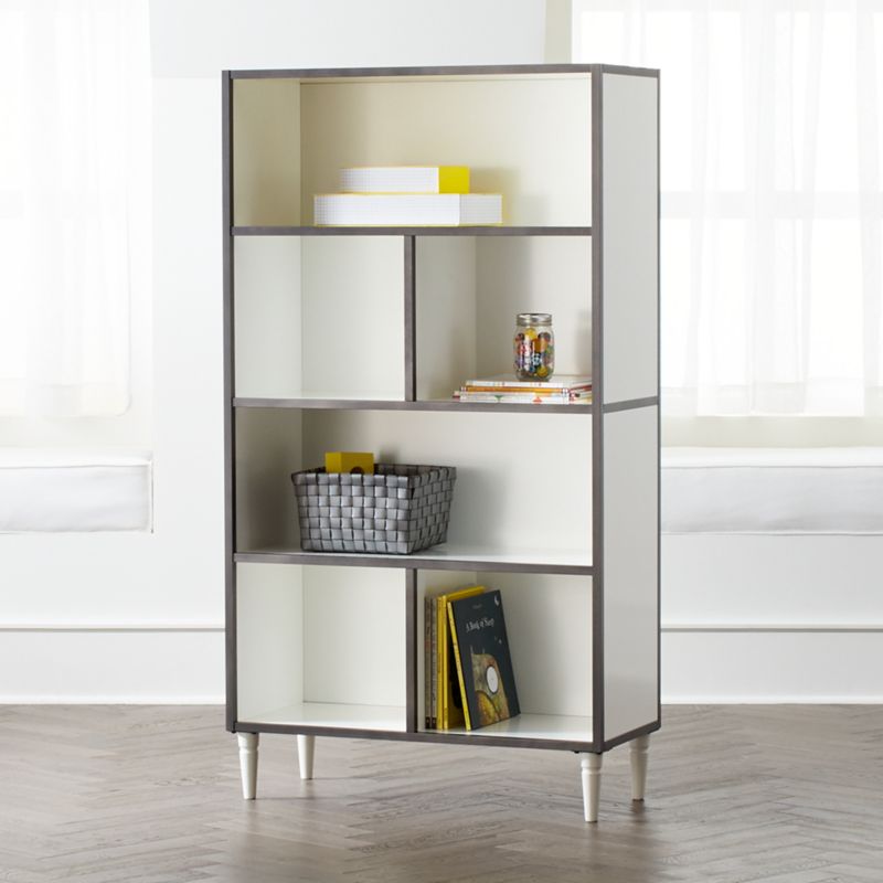 Tall Metal And Wood Bookcase Reviews Crate And Barrel   FultonStTallBookcaseWhiteSHS18 1x1