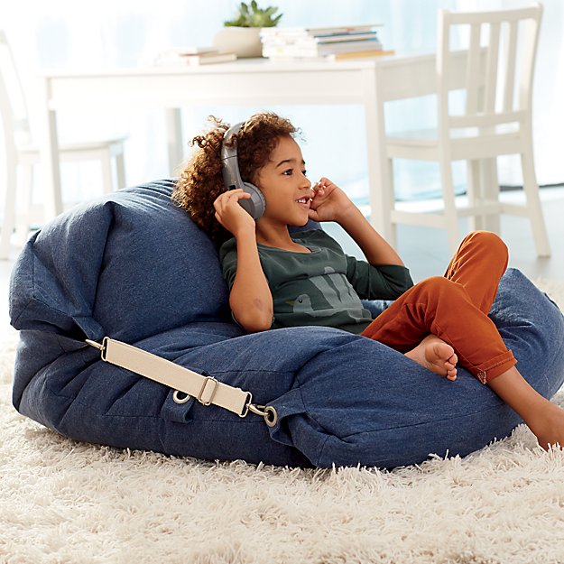 Kids Blue Bean Bag Bed Chair Reviews Crate And Barrel