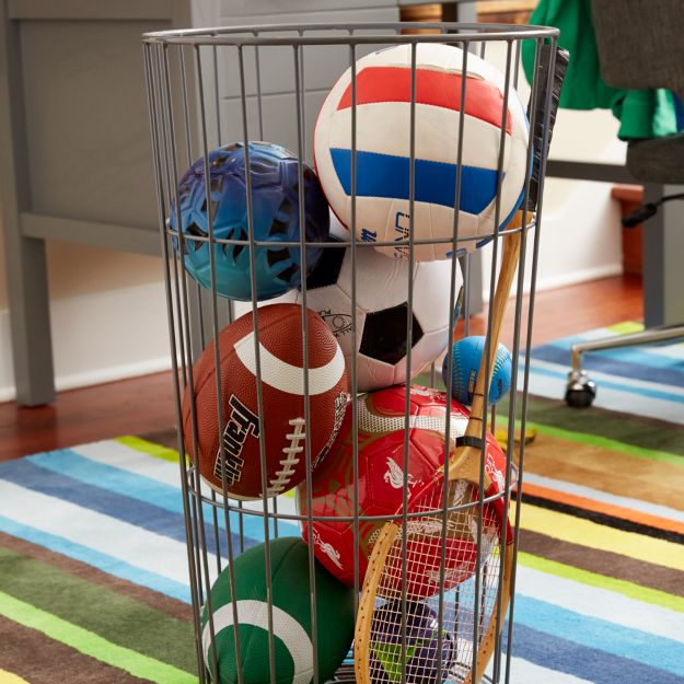 Grey Wire Ball Bin in Bins & Baskets + Reviews Crate and Barrel