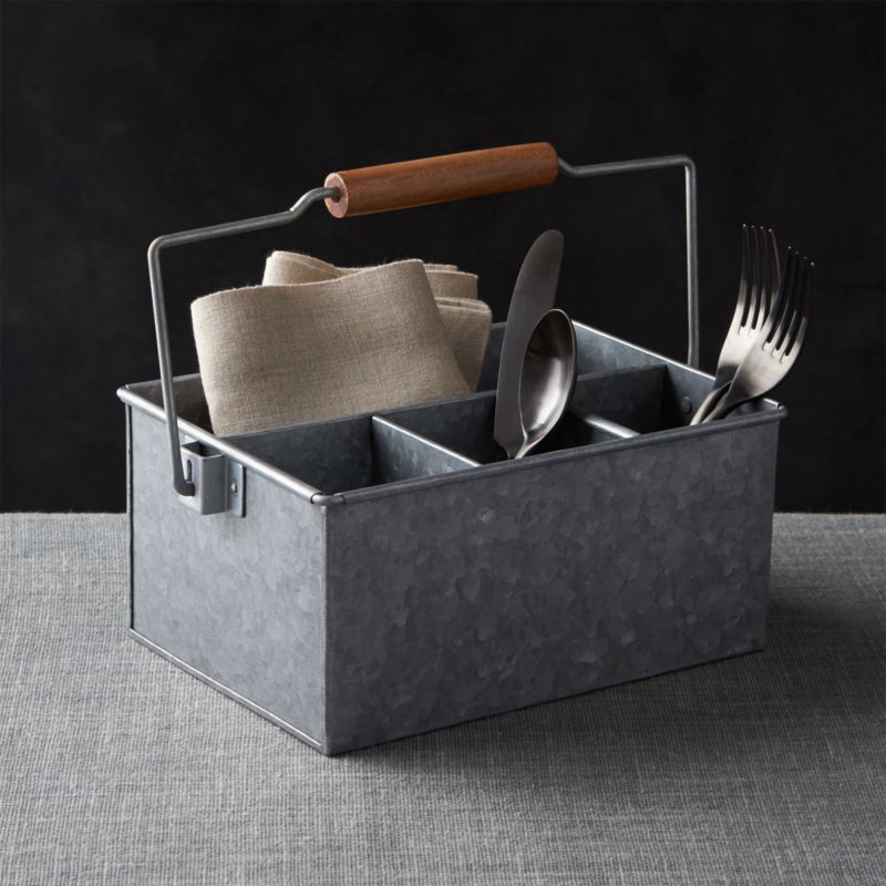 Galvanized Flatware Caddy + Reviews | Crate and Barrel