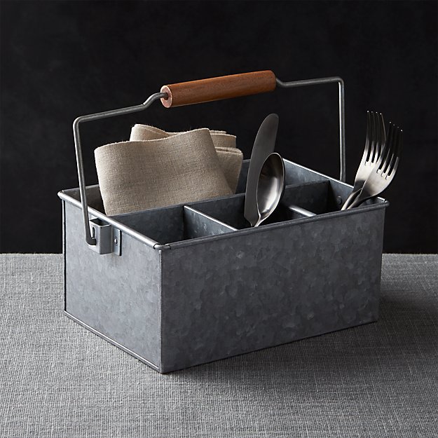 Galvanized Flatware Caddy Crate and Barrel