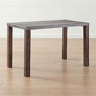 Zinc Top Dining Tables Crate And Barrel Galvin 48 Metal Top Dining Table