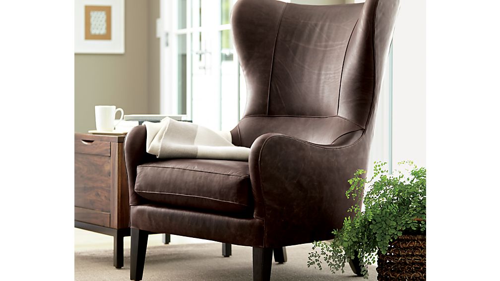 Garbo Leather Wingback Chair Crate and Barrel