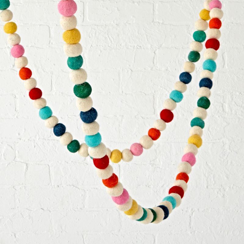 Christmas Felt Ball Garland + Reviews | Crate and Barrel