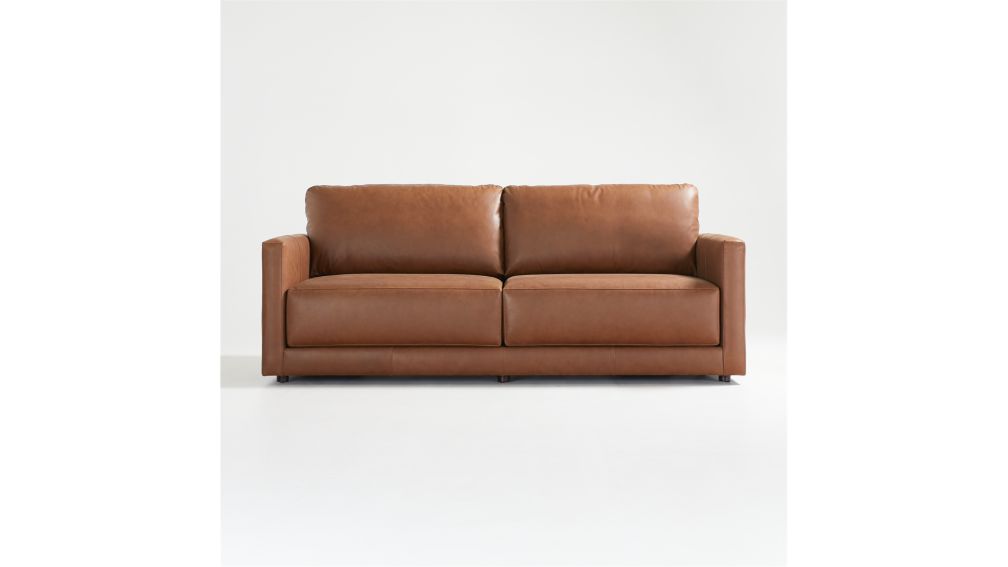 gather petite leather sofa
