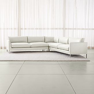 Genesis Leather 3-Piece Right Corner Sectional with Brushed Stainless Steel Base