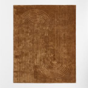 Image of Geo Carved Almond Brown Kids Performance Area Rug 5'x8'