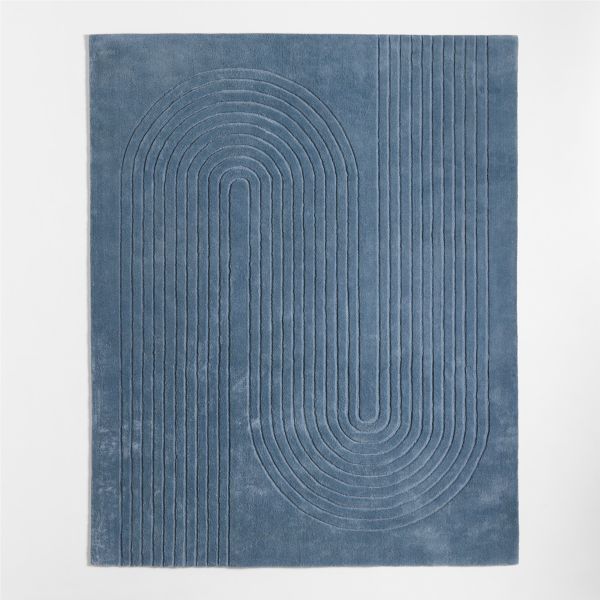 Geo Carved Slate Blue Kids Performance Area Rug 6'x9'