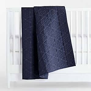 navy blue crib blanket