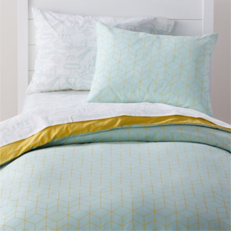 Organic Geo Tile Twin Mint Duvet Cover Crate And Barrel