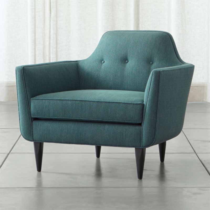 Gia Teal Blue Mid Century Accent Chair Crate and Barrel