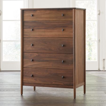 Gia Walnut 5 Drawer Dresser Reviews Crate And Barrel