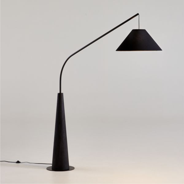 Gibson Black Hanging Arc Floor Lamp with Black Shade 81