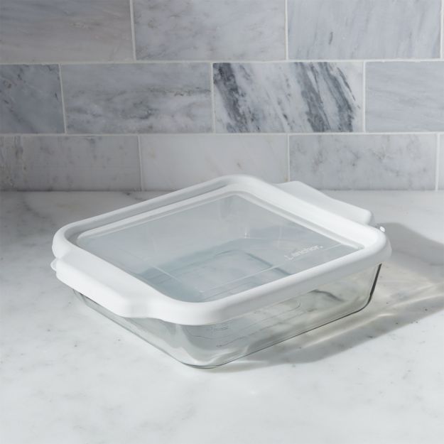 Glass Bake and Store Square Casserole Dish + Reviews Crate and Barrel