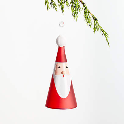 Red Glass Santa Bell Christmas Tree Ornament Reviews Crate And Barrel