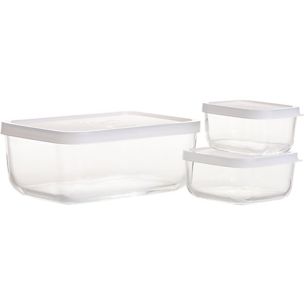 3-Piece Rectangular Storage Container Set | Crate and Barrel