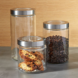 Food Storage Containers Gl And Plastic Crate Barrel Gl Storage Canisters With Stainless Steel Lids